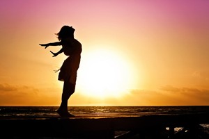 woman in the sunset